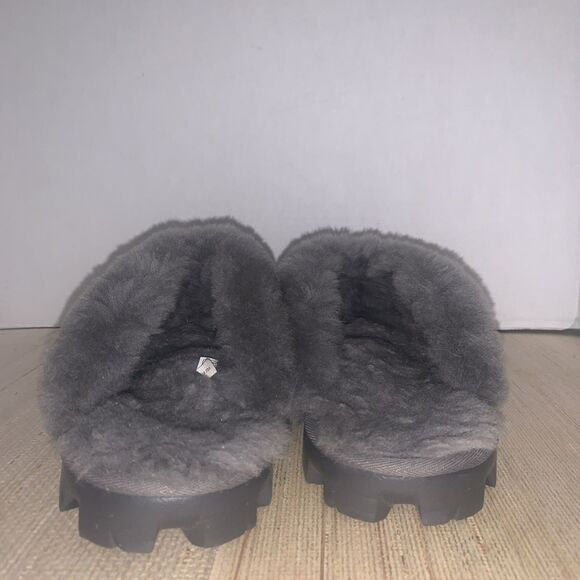 UGG COQUETTE Gray Suede Shearling Moccasin Slippers Women’s Size 9 Comfortable - Picture 12 of 16